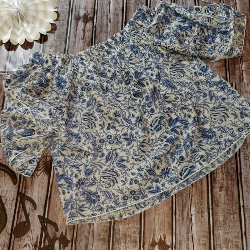Blue Rain Floral Top